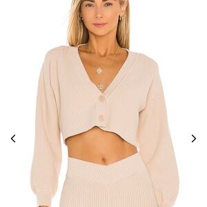 Lovers + Friends Cream Cropped Cardigan